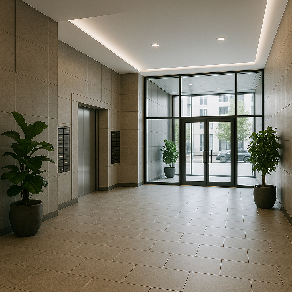 Parties communes d'immeuble nettoyées dans le Val-d’Oise